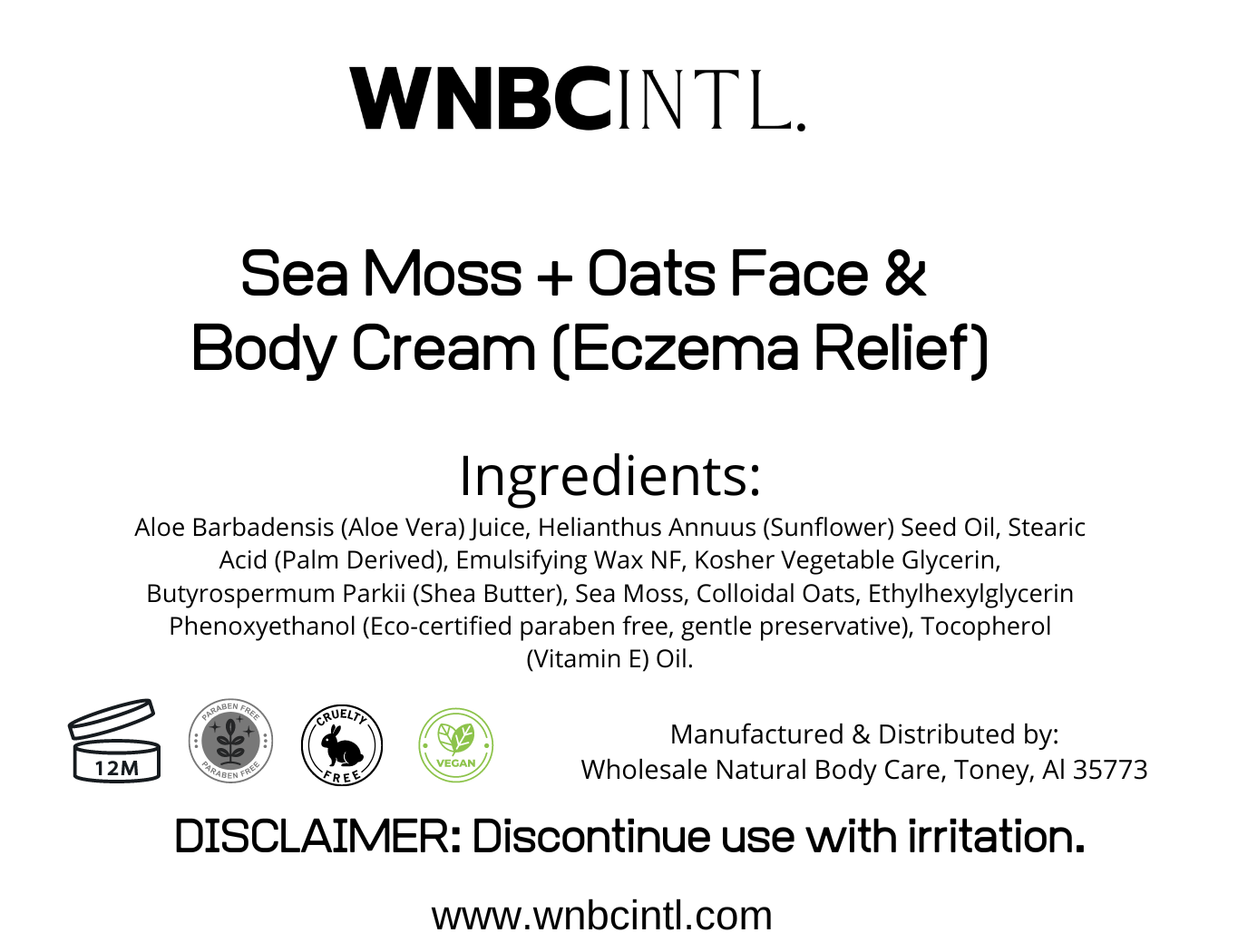 Sea Moss + Oats Face & Body Cream (Eczema Relief)
