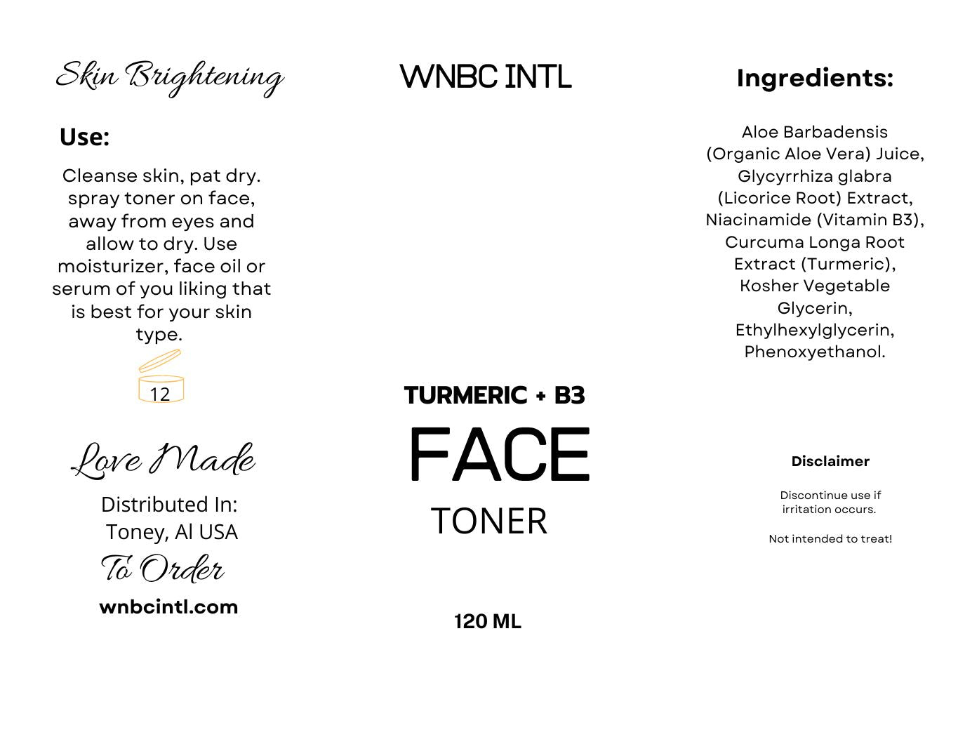Turmeric + B3 Face Toner